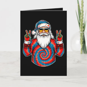 Weihnachts-Tie-Dye-Santa-Friedenszeichen-Sonnenbri Karte