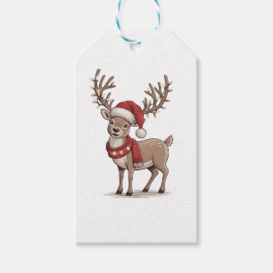 Weihnachts-Tier Hirsch Santa Hut Xmas  Geschenkanhänger