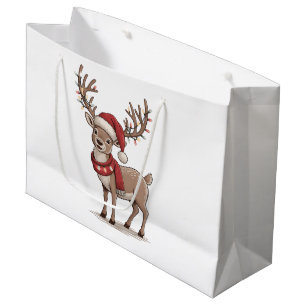 Weihnachts-Tier Hirsch Santa Hut Xmas Große Geschenktüte