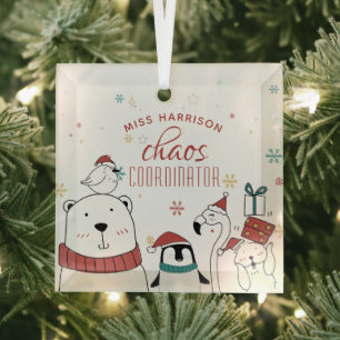 Weihnachts-Tiere Chaos-Koordinator Personalisiert Ornament Aus Glas