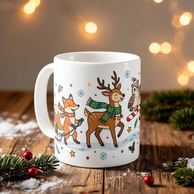 Weihnachts-Tiere-Parade Kinder-Tasse Kaffeetasse (Christmas animals parade Kids Mug)