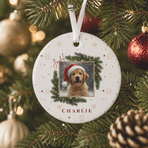 Weihnachts-Tierfoto – Personalisiertes Erinnerungs Ornament Aus Glas