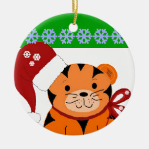Weihnachts-Tiger-Feiertagskinder Keramik Ornament