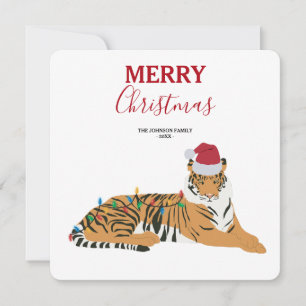 Weihnachts Tiger Funny Animal mit Weihnachtsmannmü