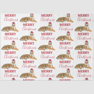 Weihnachts-Tiger Funny Animal mit Weihnachtsmannmü Seidenpapier