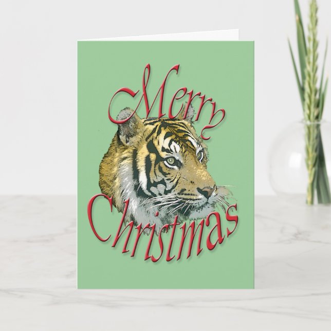 Weihnachts-Tiger-Grußkarte Feiertagskarte (Vorderseite)
