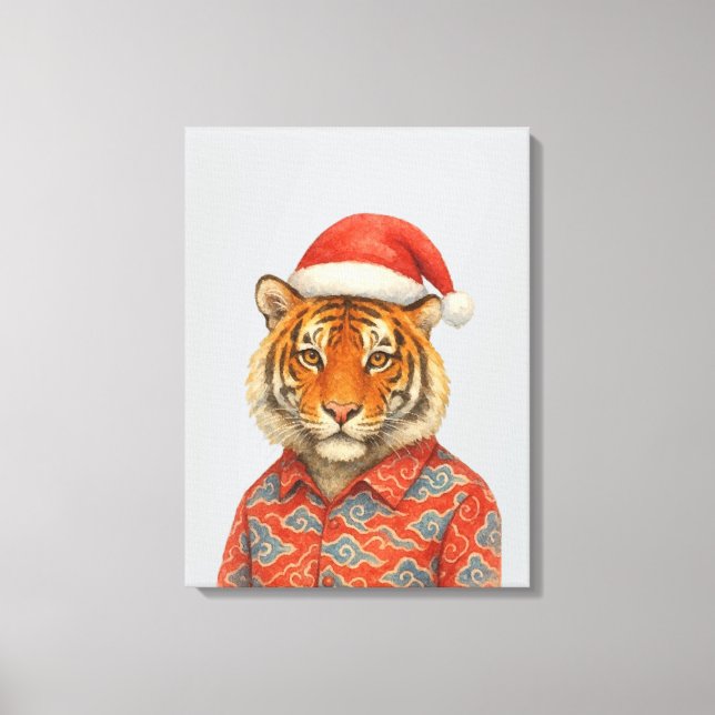 Weihnachts-Tiger Indie Leinwanddruck (Vorderseite)