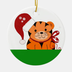 Weihnachts-Tiger Keramik Ornament