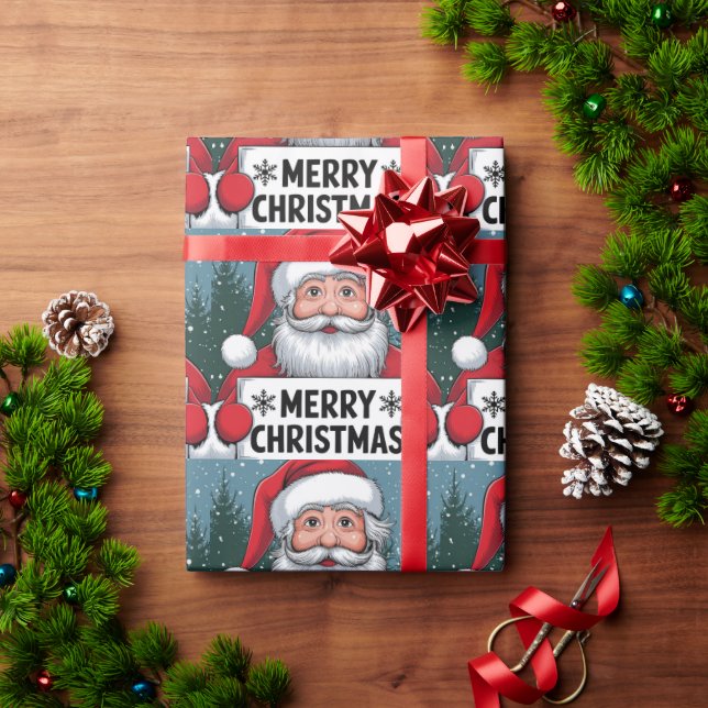 Weihnachts-Tiger mit Weihnachtsbaum Geschenkpapier (Feiertagsgeschenk)