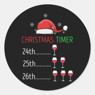 Weihnachts-Timer Wein Countdown Lustiger Feiertags Runder Aufkleber