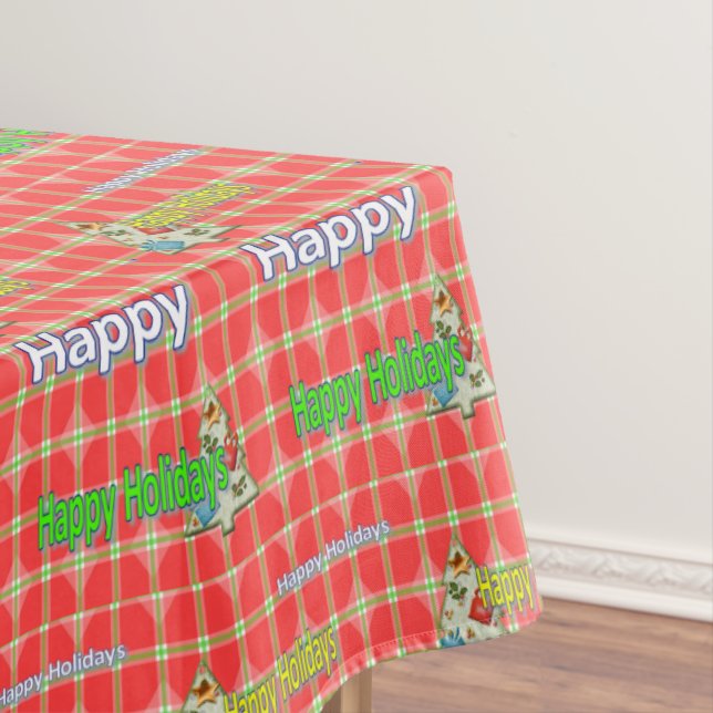 Weihnachts-Tischlein, Happy Holidays Red Green Tischdecke (Beispiel)