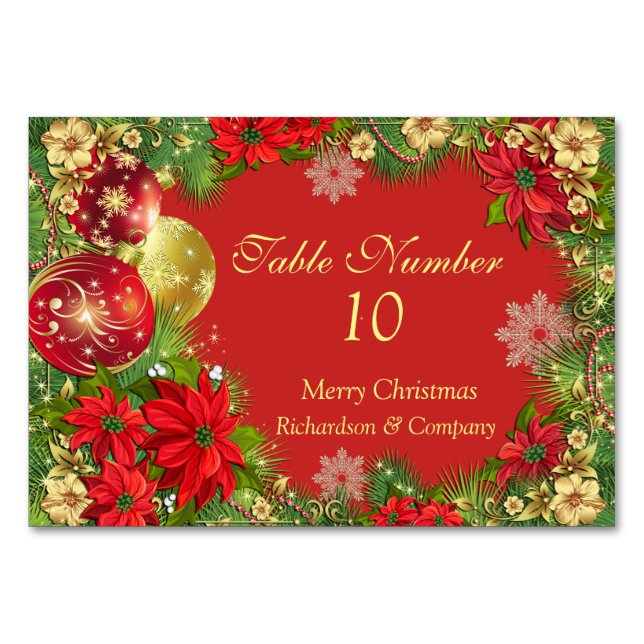 Weihnachts-Tischnummer-Karte für Unternehmen Tischnummer (Vorderseite)