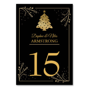 Weihnachts-Tischnummern Schwarzes Gold Tischnummer