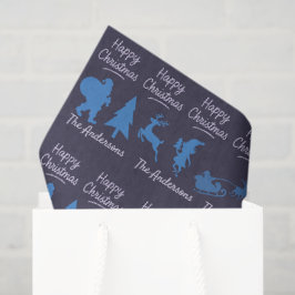 Weihnachts-Tissue-Papier - Blaues Silhouettendesig Seidenpapier