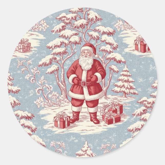 Weihnachts-Toile-Santa Runder Aufkleber (Vorderseite)