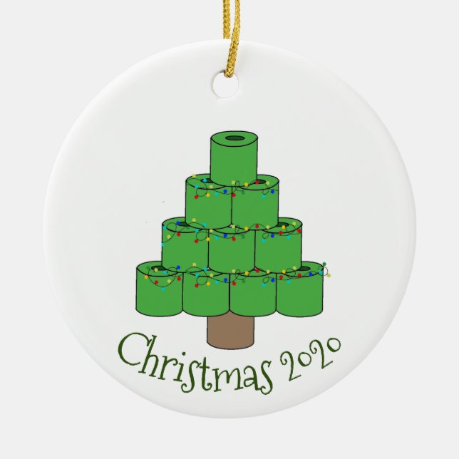 Weihnachts-Toilettenpapier Baum Covid 2020 Keramik Ornament (Vorne)