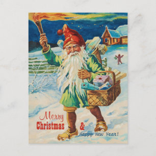 Weihnachts-Tomte mit Fackel CC0938 Jenny Nyström Feiertagspostkarte
