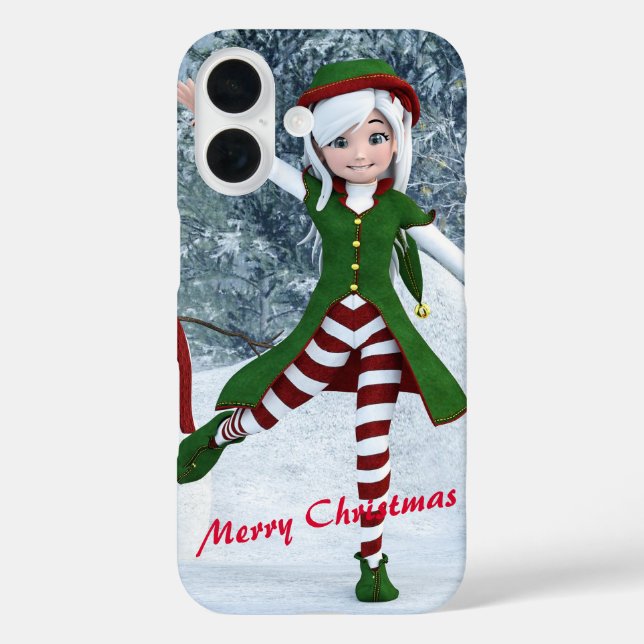 Weihnachts-Toon-Girl im Winterwald Case-Mate iPhone Hülle (Rückseite)