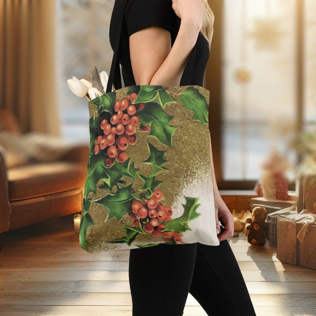 Weihnachts Tottasche Vintag Weihnachtsfeier Weihna (Womens tote bag with vintage Holly Berries Christmas tote bag)