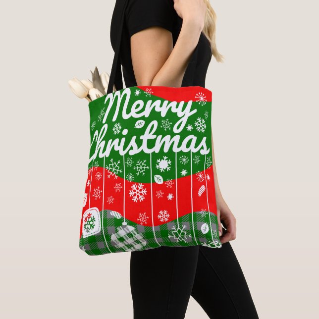 Weihnachts-Tragetasche – Weiße Ornamente (Von Nahem)