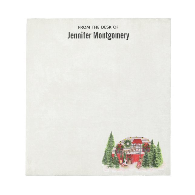 Weihnachts-Trailer-Camper Rustikales Thema Notizblock (Vorderseite)