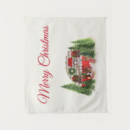 Weihnachts-Trailer-Campingplatz Outdoorsy-Thema Wandteppich