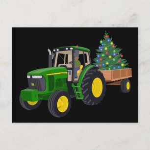 Weihnachts-Traktor-Bauernhof-Baum-Weihnachtsbeleuc Feiertagspostkarte