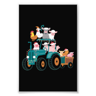 Weihnachts-Traktor-Farm Lustiger Urlaub Fotodruck