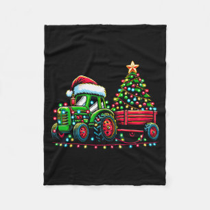 Weihnachts-Traktor-Jungs-Santa-Xmas-Bauernhof-LKW Fleecedecke