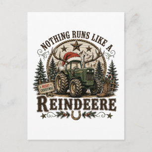 Weihnachts-Traktor-Rentiere Postkarte