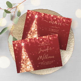 Weihnachts-Tree Gold Red Wedding Menü Einladung