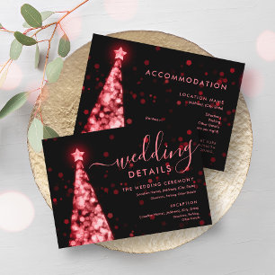 Weihnachts-Tree Red Black Wedding Details Card Begleitkarte
