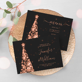 Weihnachts-Tree-Rose Gold Wedding Menu Einladung