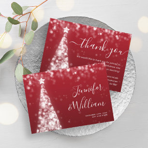 Weihnachts-Tree Silver Red Wedding Vielen Dank Einladung