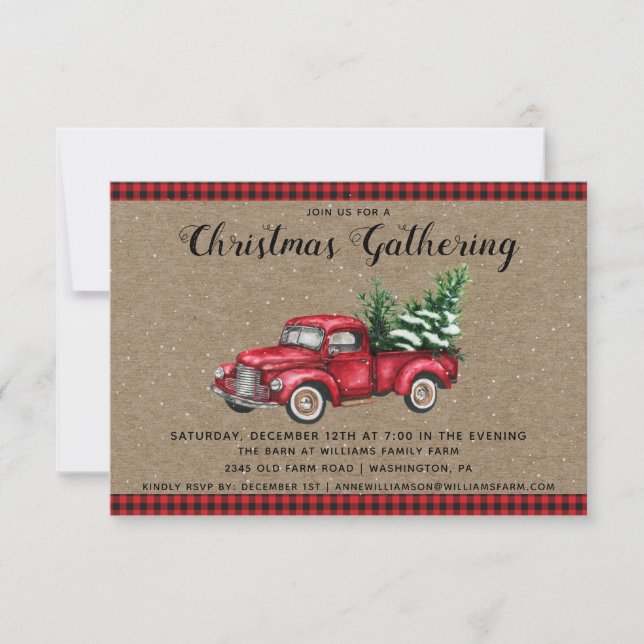 Weihnachts-Truck & Baumweihnachtsfeier Party Einla Einladung (Vorderseite)