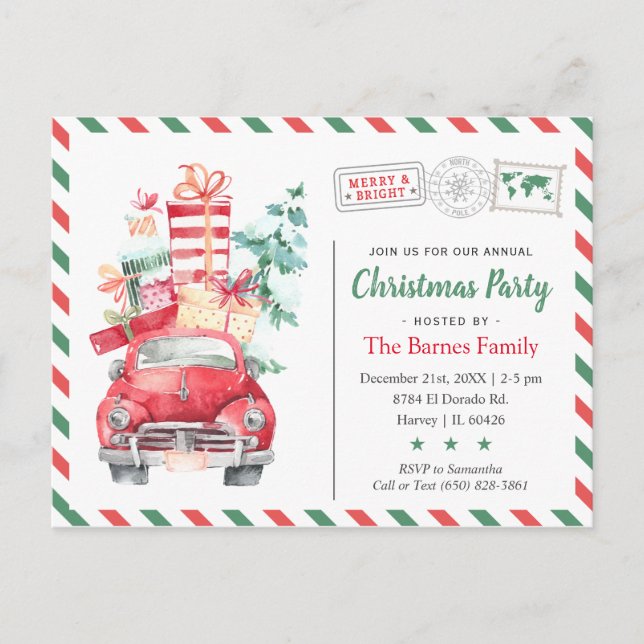 Weihnachts-Truck-Feier Abendessen Einladung Postkarte (Vorderseite)