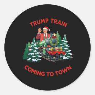 Weihnachts-Trump 2024 - Trump-Zug C Runder Aufkleber