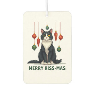 Weihnachts-Tuxedo-Katze mit festlichen Dekoratione Autolufterfrischer
