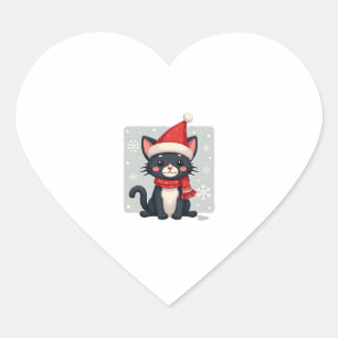 Weihnachts-Tuxedo-Katze-Santa-Schal-Hässlich-Weihn Herz-Aufkleber