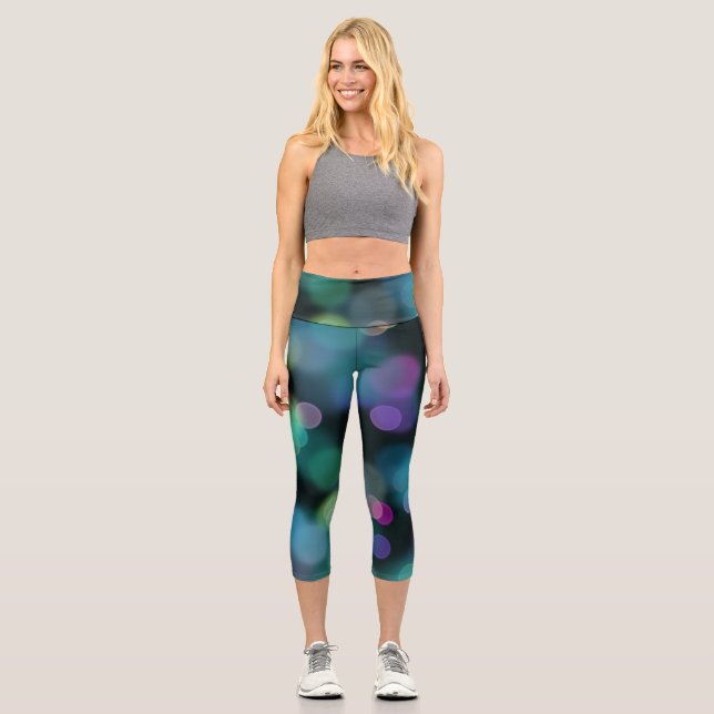 Weihnachts-Twilight-Muster für Mitternachtsblau Capri Leggings (Vorderseite)