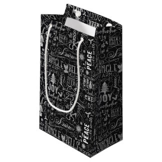 Weihnachts-Typografie-Geschenktasche mit Schultafe Kleine Geschenktüte