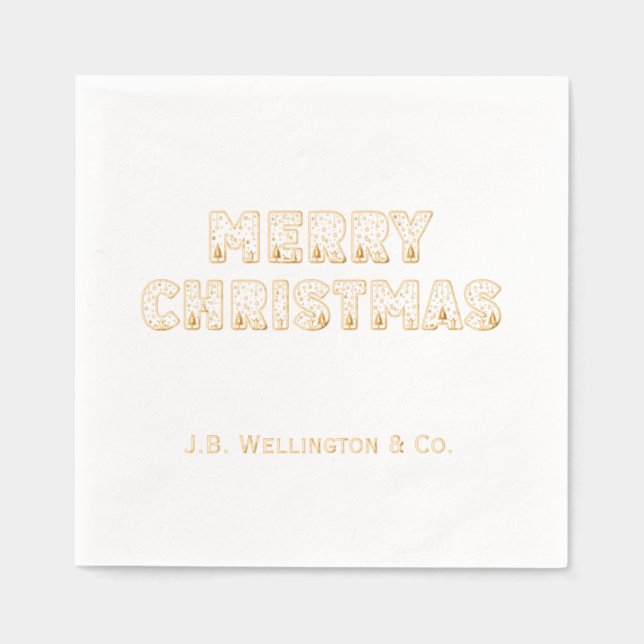 Weihnachts-Typografie-Unternehmen Name Servietten Mit Folie (Vorderseite)
