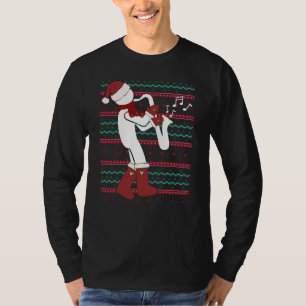 Weihnachts Ugly Sweater Band Boy Saxophon Player T-Shirt