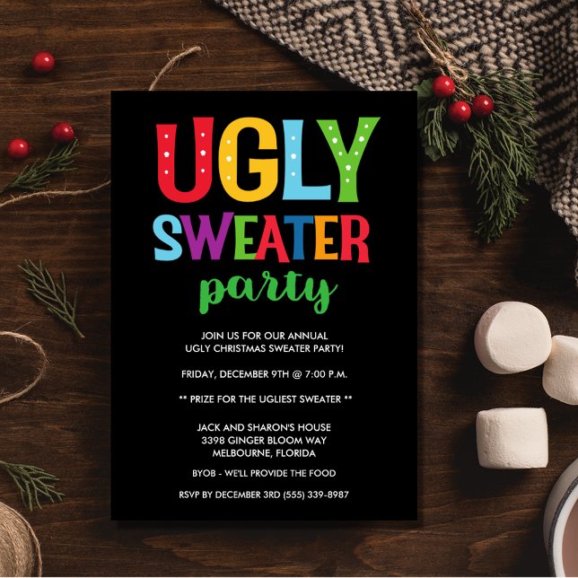 Weihnachts Ugly Sweater Office Erwachsene Party Ei Einladung (Christmas Ugly Sweater Office Adult Party Invitation)