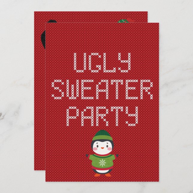 Weihnachts Ugly Sweater Party Einladung (Vorne/Hinten)
