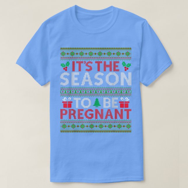 Weihnachts Ugly Sweater Pregnancy Baby Ankündigung T-Shirt (Design vorne)
