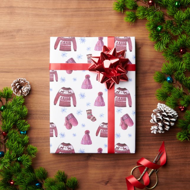 Weihnachts Ugly Sweater & Winter Hat Geschenkpapier (Feiertagsgeschenk)
