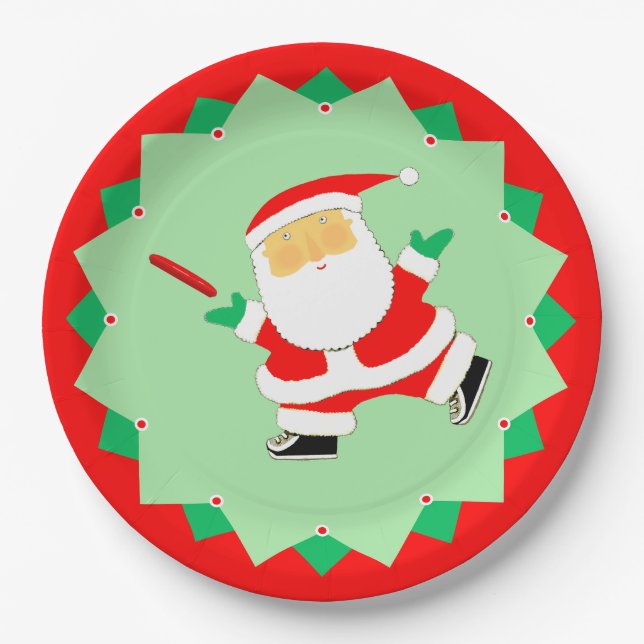 Weihnachts-Ultimate-Frisbee Pappteller (Vorderseite)