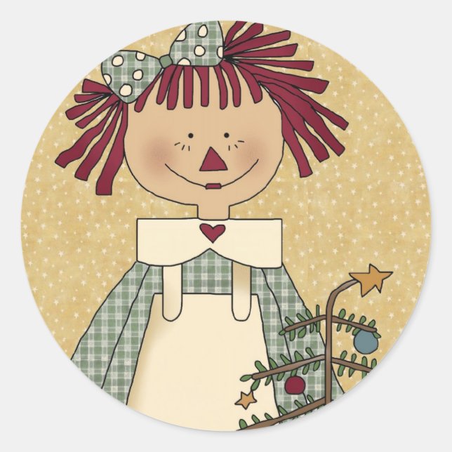 Weihnachts-Umschlag Aufkleber: Simple Joys Annie Runder Aufkleber (Vorderseite)