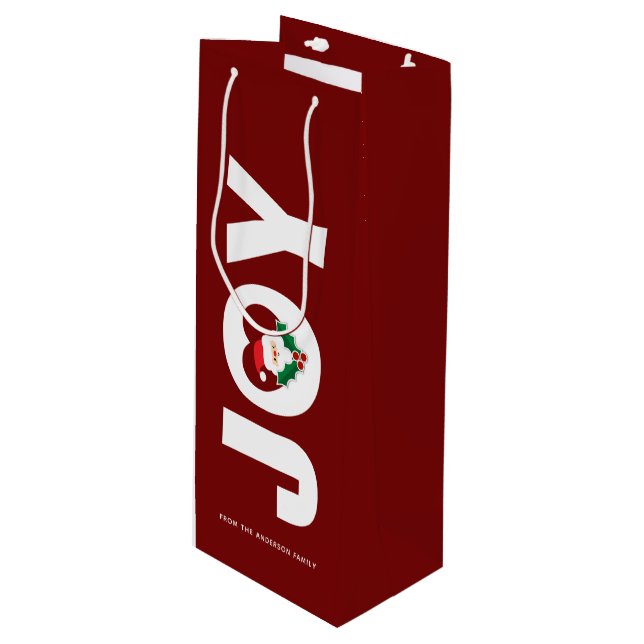 Weihnachts- und Holly-Berries Weihnachtsfreude-Typ Geschenktüte Für Weinflaschen (Vorderseite Schrägansicht)